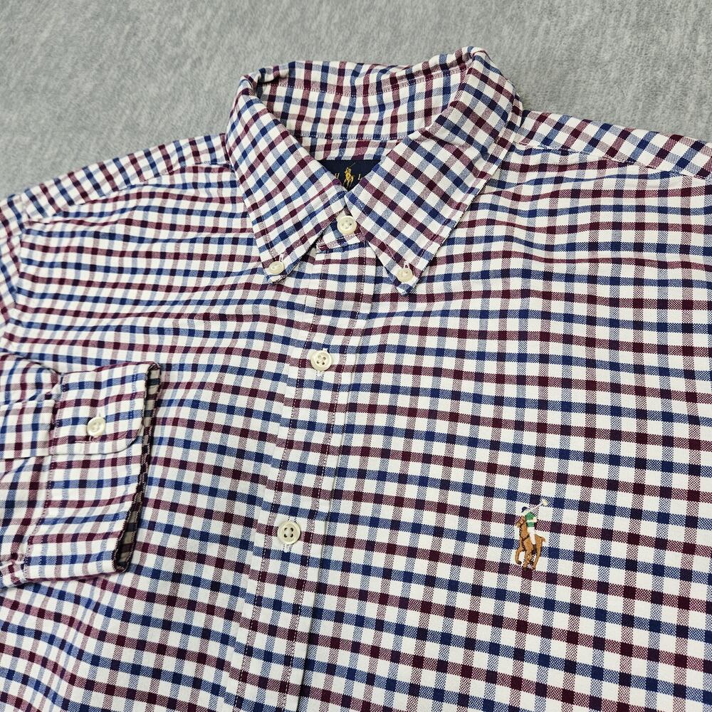 Ralph Lauren Shirt Mens L Multicolor Check Button-Up Flesh Pony
